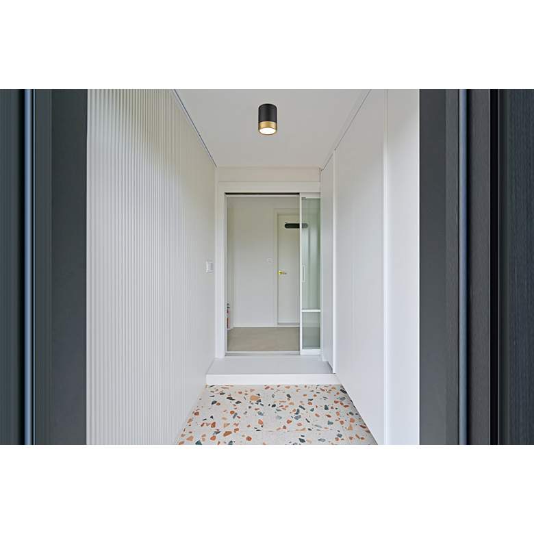 Image 1 Algar by Z-Lite Matte Black + Modern Gold 1 Light Flush Mount in scene
