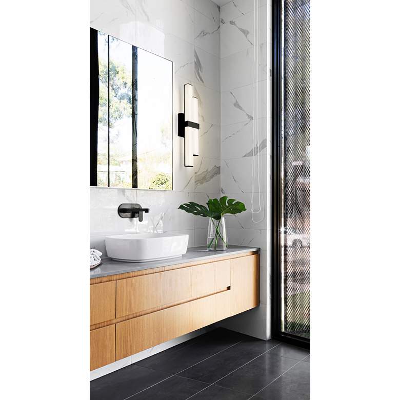 Image 1 Zane 18" Wide Matte Black LED 2-Light Bath Light in scene