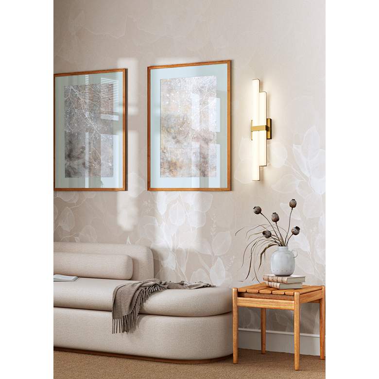 Image 1 Zane 18" Wide Modern Gold 2-Light LED Vanity Bath Light in scene