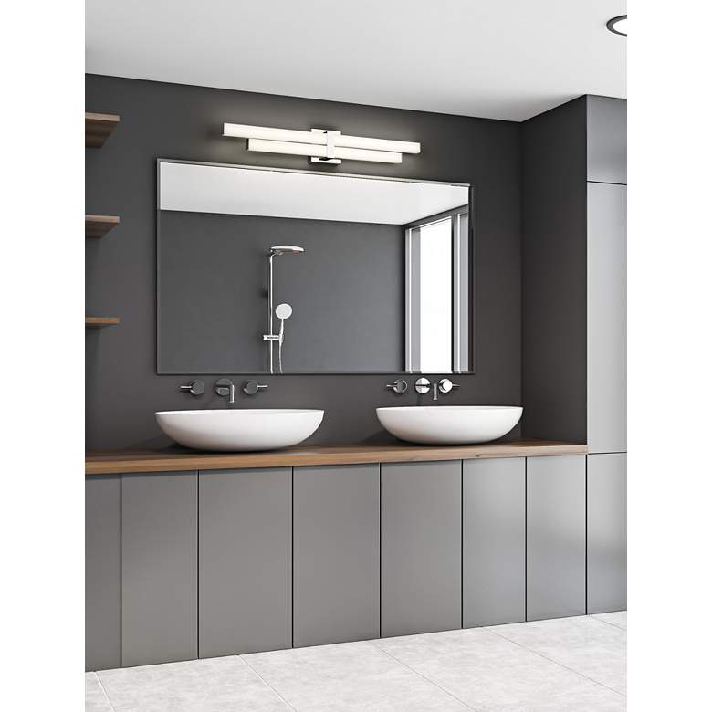 Image 1 Zane 32" Wide Chrome LED 2-Light Bath Light in scene