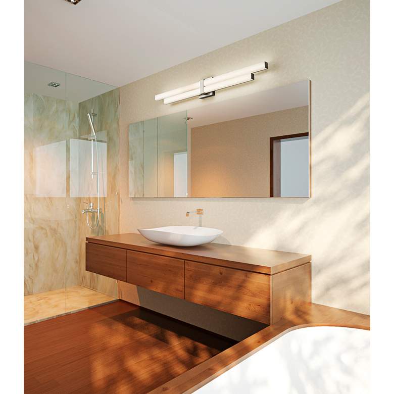 Image 1 Zane 40" Wide Brushed Nickel LED Bath Light in scene