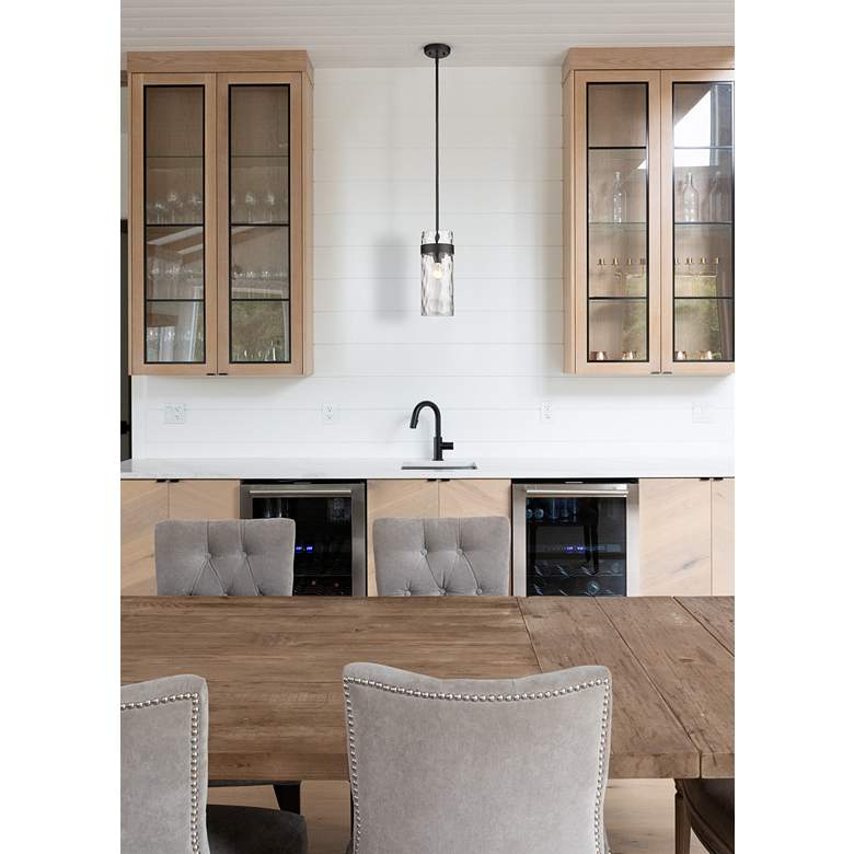 Image 1 Fontaine 6 1/2" Wide Matte Black Cylinder Mini Pendant in scene