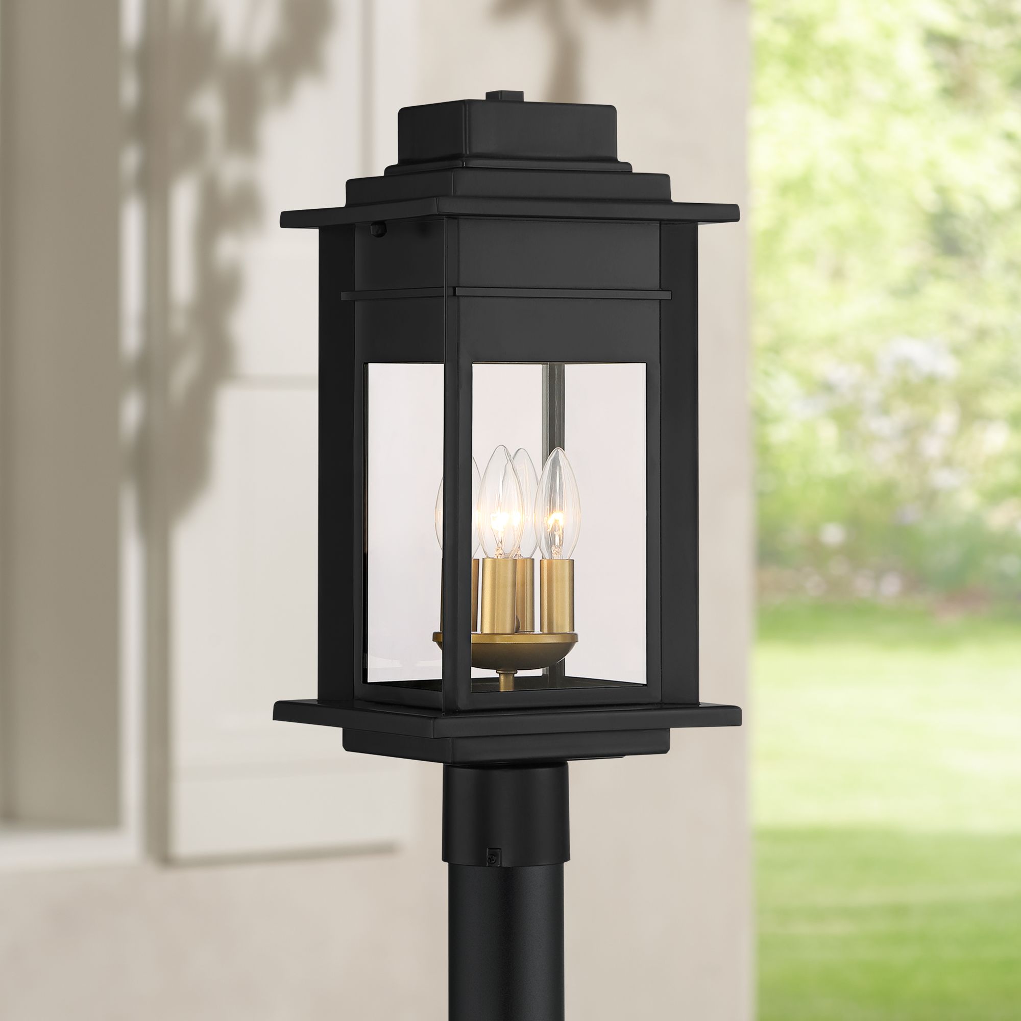 Adriana Lamp Post with LED Bulb Post Light with Traditional Copper Lantern