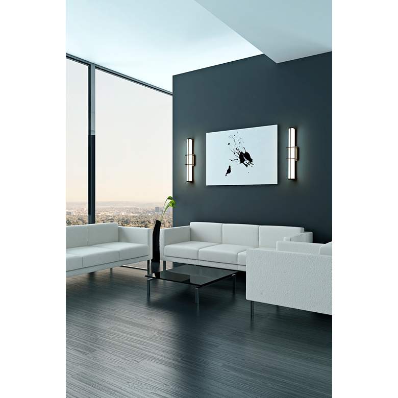 Image 1 Harrison 25" Wide Matte Black LED Bath Light in scene