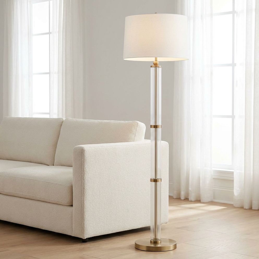 Image 1 Possini Euro Skyland 68 1/2" High Soft Brass Glass Modern Floor Lamp in scene
