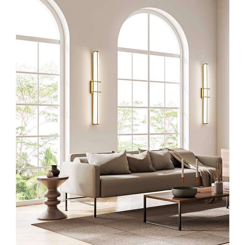 Image 1 Harrison 40" Wide Modern Gold LED Vanity Bath Light in scene