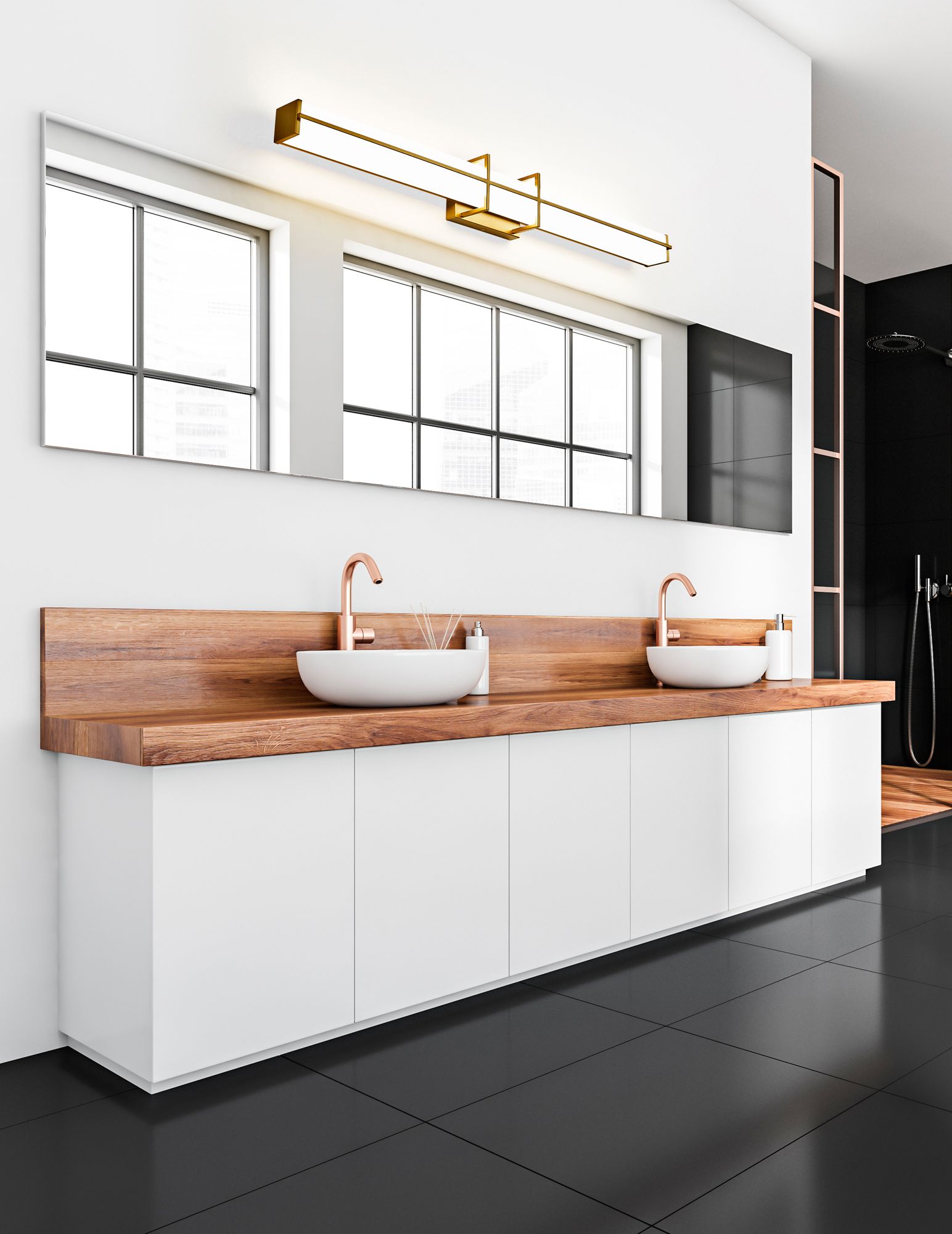 Harrison 40" Wide Modern Gold LED Vanity Bath Light in scene