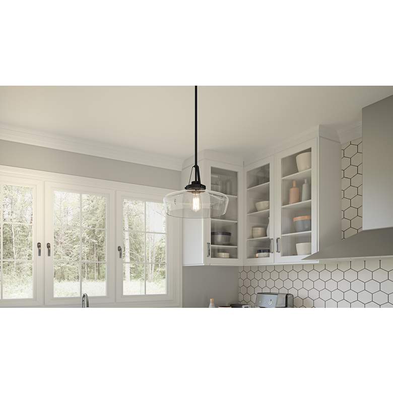 Image 1 Quoizel Haven 14"W Matte Black Pendant Light w/ Clear Glass in scene