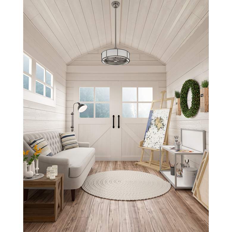 Image 1 22 inch Hunter Tunley Brushed Nickel LED Ceiling Fan with Wall Control in scene
