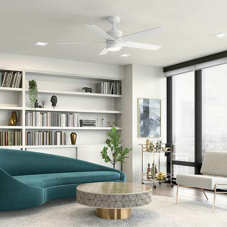 Image 1 56" Kichler Brahm Matte White LED Modern Ceiling Fan with Remote in scene