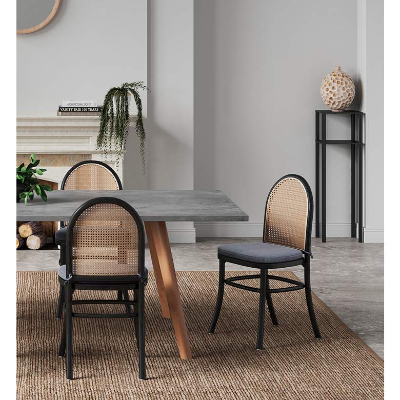 Image 1 Paragon Matte Black Wood and Cane Dining Chairs Set of 2 in scene