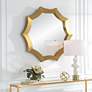 Flare Plated Brushed Brass 40" x 42" Scalloped Wall Mirror in scene