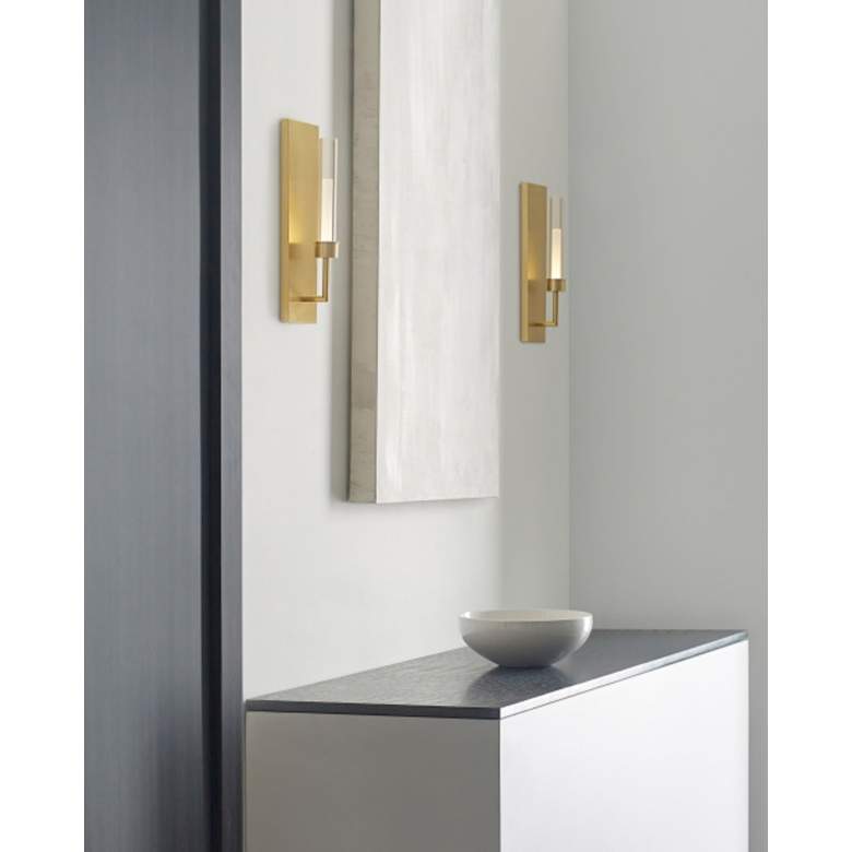 Image 1 Linger 15 1/4" High Natural Brass LED Wall Sconce in scene