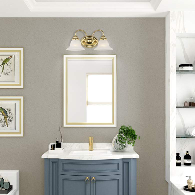 Image 1 Livex Edgemont 17" Wide 2-Light Polished Brass Bath Vanity Light in scene