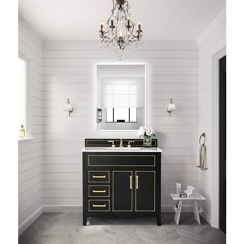 Image 1 Aspen 36" Wide Black Onyx 2-Door Single Sink Vanity in scene