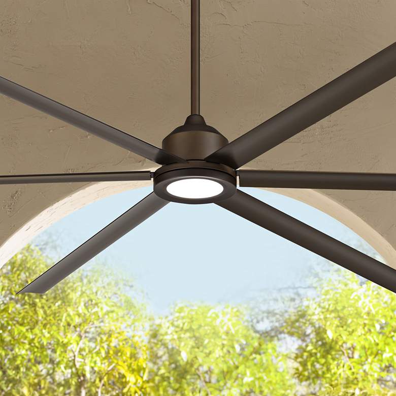 Image 1 96" Casa Bravo Bronze Large Damp Rated LED Ceiling Fan with Remote