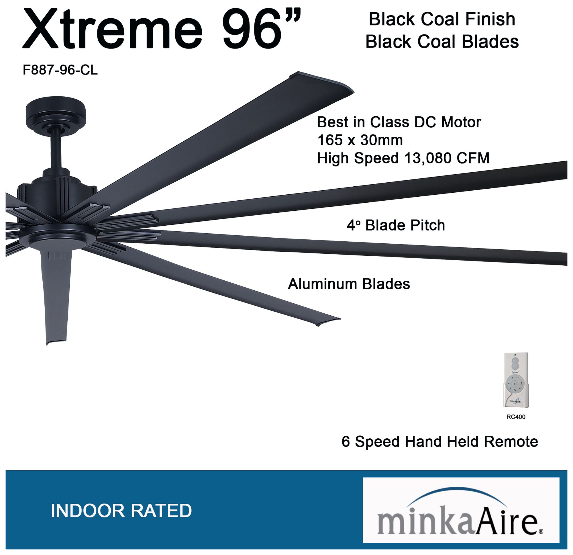 Image 2 96" Minka Aire Xtreme Coal Black Ceiling Fan more views