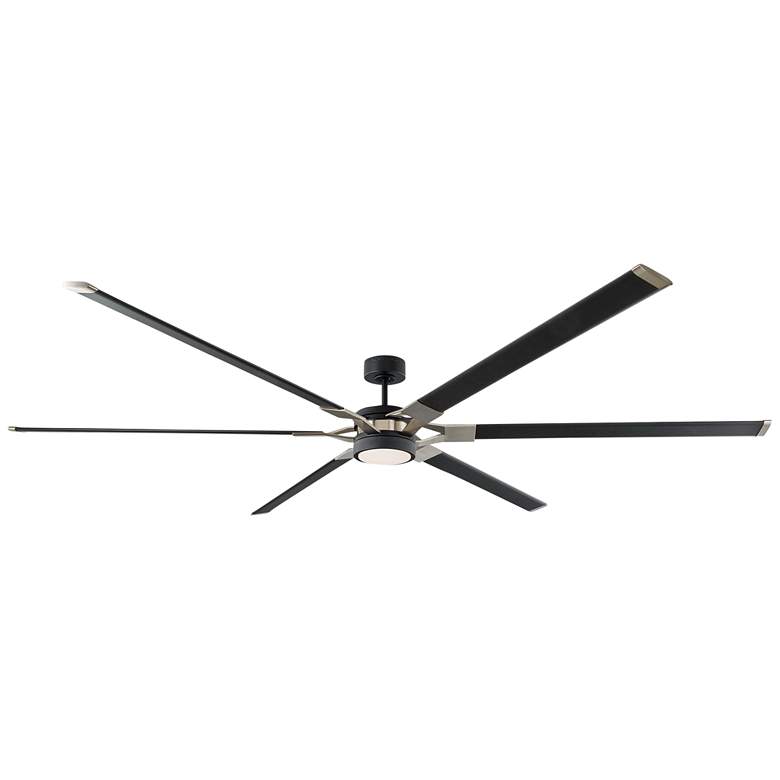 Image 2 96" Visual Comfort Loft Black Finish LED Damp Ceiling Fan with Remote