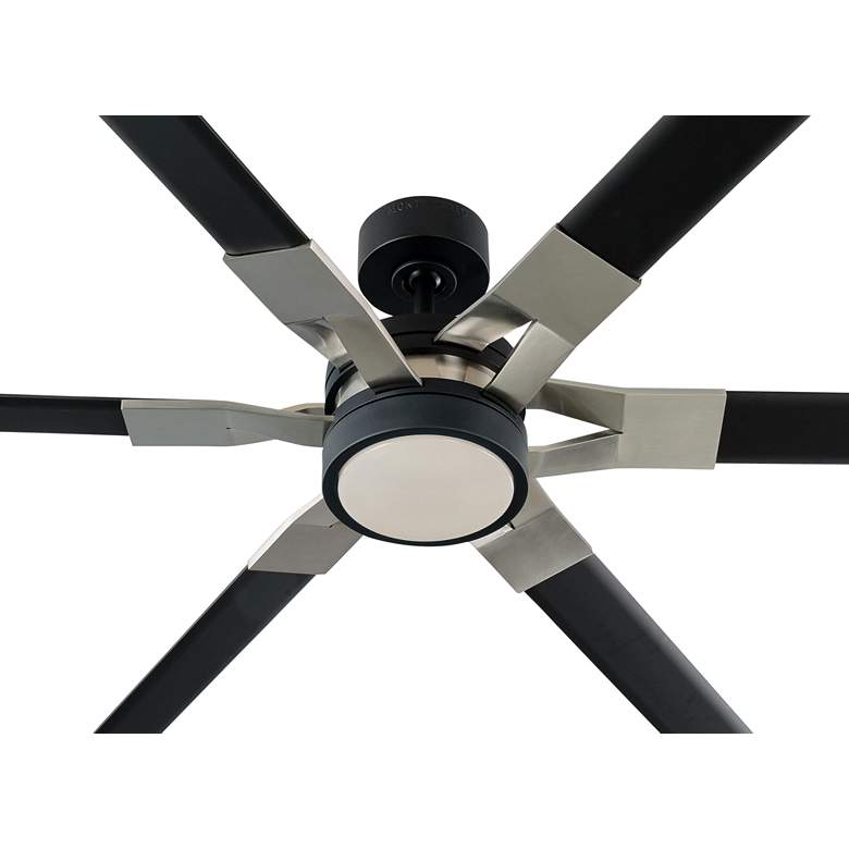 Image 5 96" Visual Comfort Loft Black Finish LED Damp Ceiling Fan with Remote more views