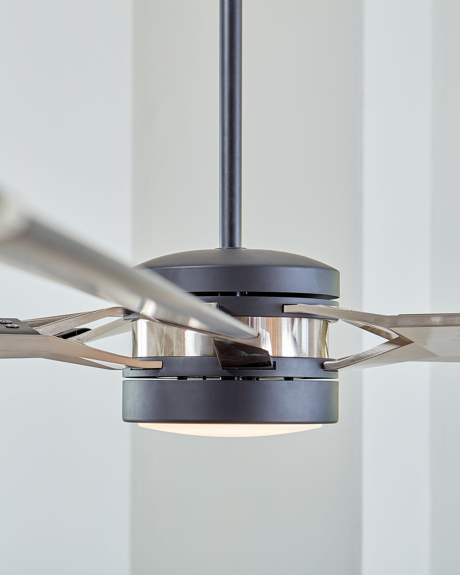 96" Visual Comfort Loft Black Finish LED Damp Ceiling Fan with Remote