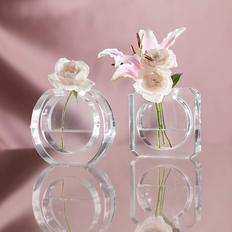 Image 1 Polara 4 1/2" High Clear Glass Round Decorative Vase in scene