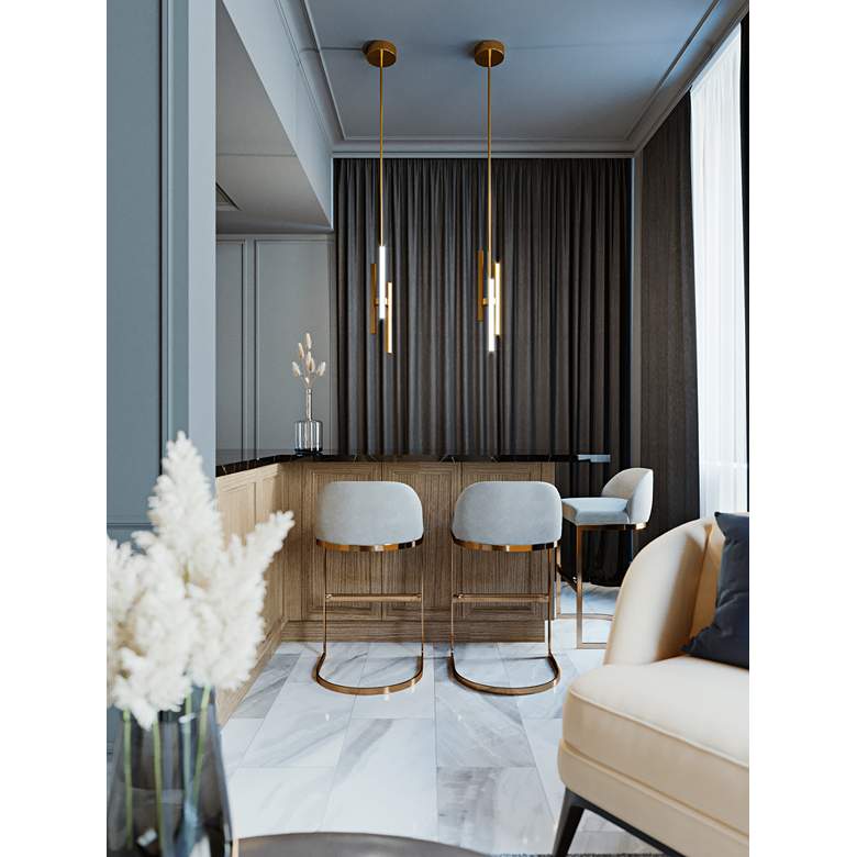 Image 1 Indra 4" Satin Brass LED Pendant in scene