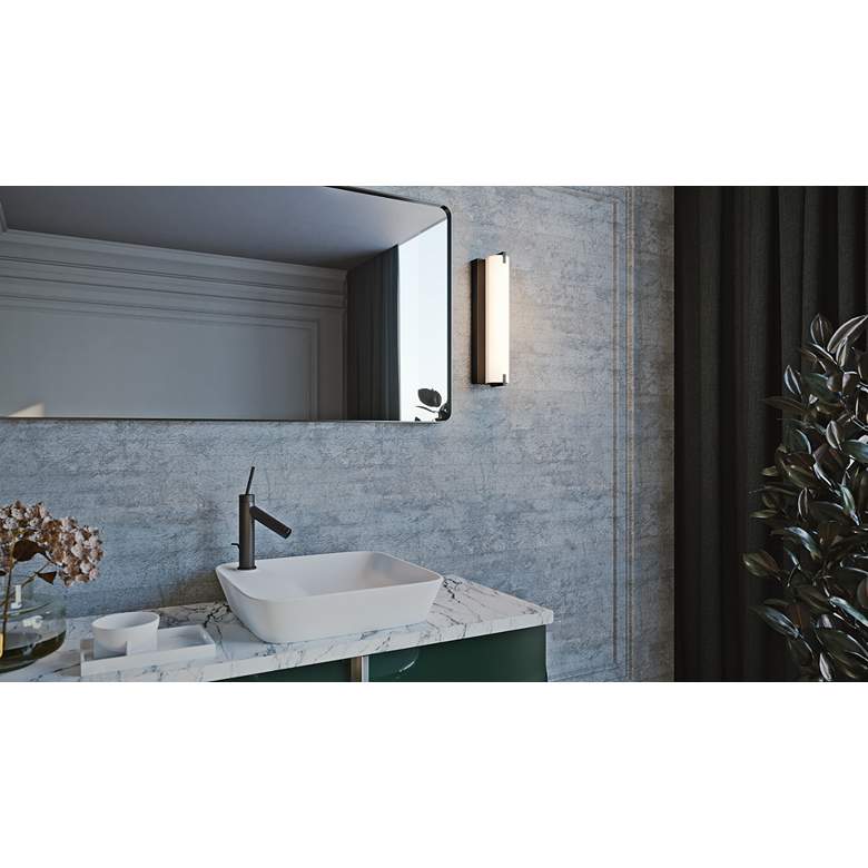 Image 1 AFX Axel 16" Wide Black Finish Modern LED Wall Light in scene