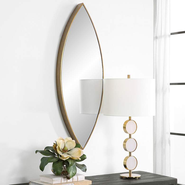 Image 1 Uttermost Ellipse Golden Bronze 14" x 39 3/4" Wall Mirror in scene