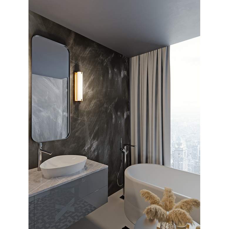 Image 1 AFX Axel 16" Wide Satin Brass Finish Modern LED Wall Light in scene
