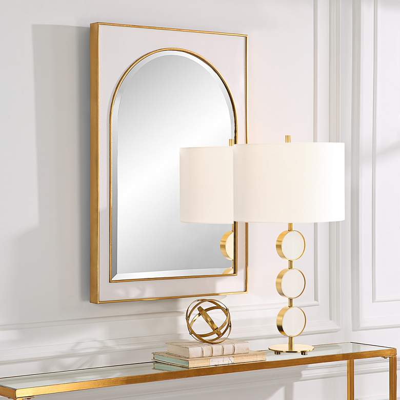 Image 1 Crisanta Antiqued Gold Leaf 25" x 37 1/2" Wall Mirror in scene