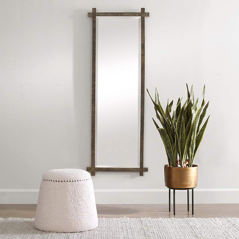 Image 1 Uttermost Abanu Ribbed Gold Dressing Mirror in scene