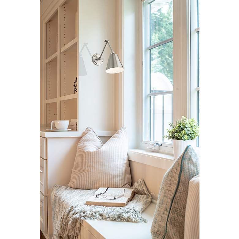 Image 1 Regent 7 1/2" High Brushed Nickel Adjustable Wall Sconce in scene