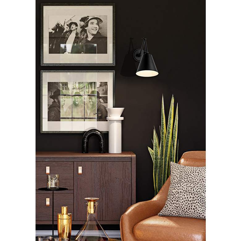 Image 1 Regent Matte Black Adjustable Arm Wall Lamp in scene