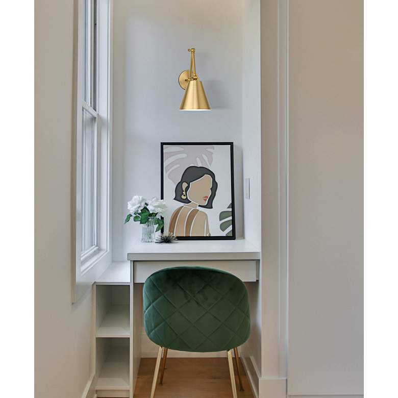 Image 1 Regent Modern Gold Adjustable Swing Arm Wall Lamp in scene