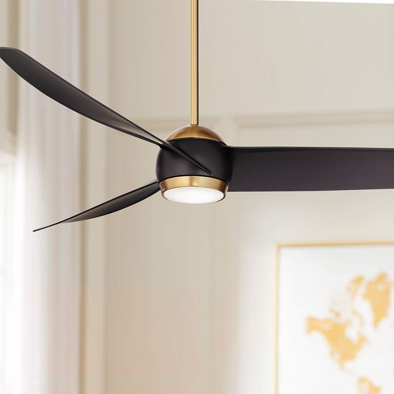 Image 1 60" Possini Euro Stresa Brass and Matte Black LED Fan with Remote in scene