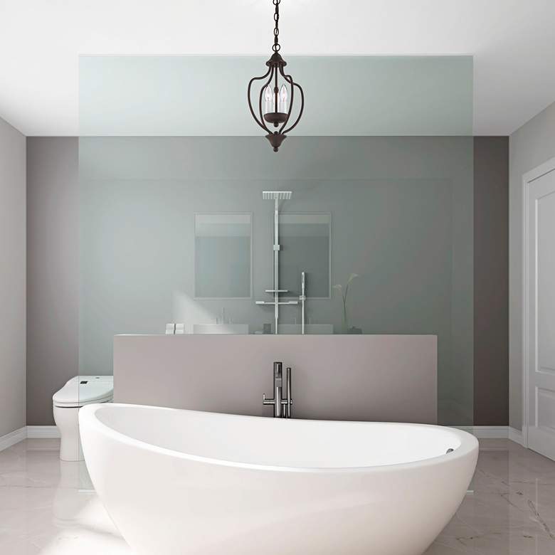 Image 1 Home Basics 10" Wide Bronze 3-Light Mini Chandelier in scene