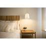 1_Weston 13" Wide Modern Gold and Cream Fabric Pendant Light in scene