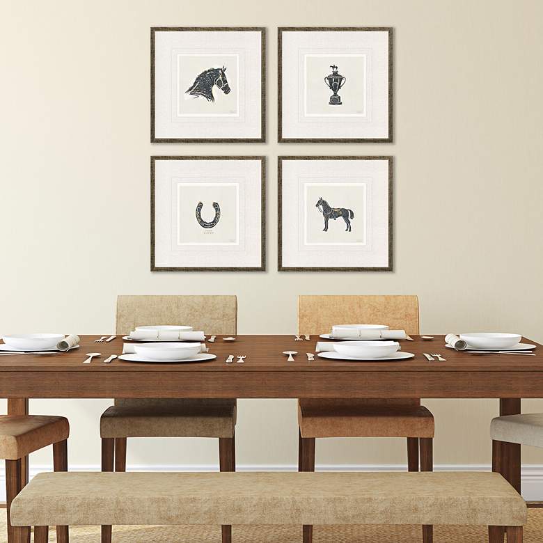 Image 1 Equestrian 20" Square 4-Piece Giclee Framed Wall Art Set in scene