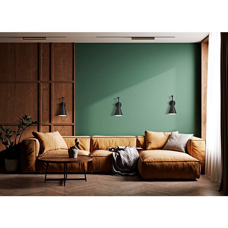 Image 1 Soriano Matte Black Articulating Arm Wall Lamp in scene