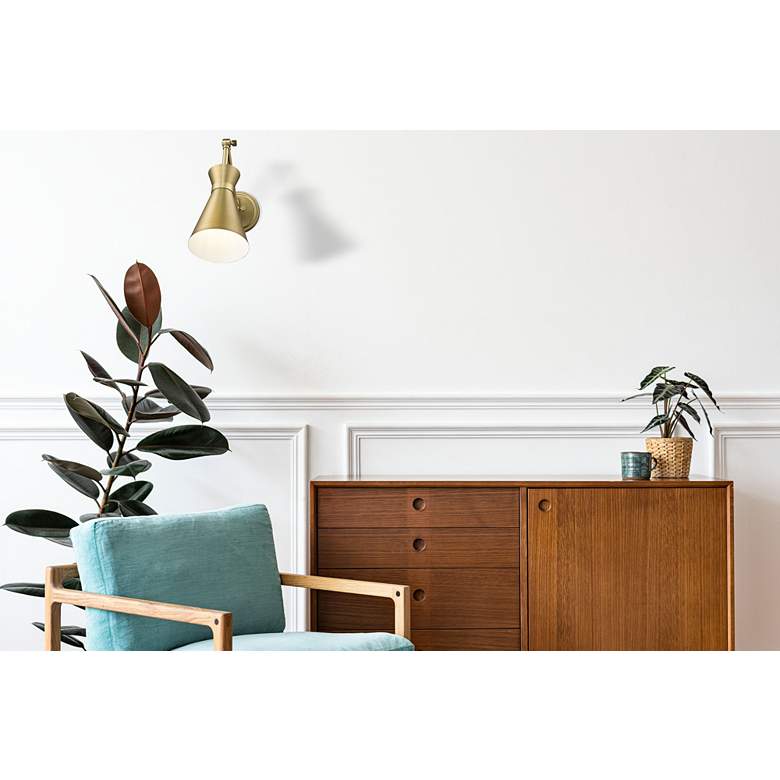 Image 1 Soriano 6 1/4" High Modern Gold Adjustable Wall Sconce in scene