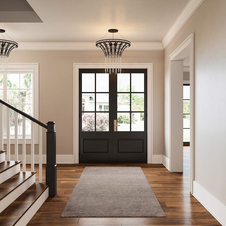 Image 1 Fantania 24" Wide Matte Black Crystal 6-Light Chandelier in scene