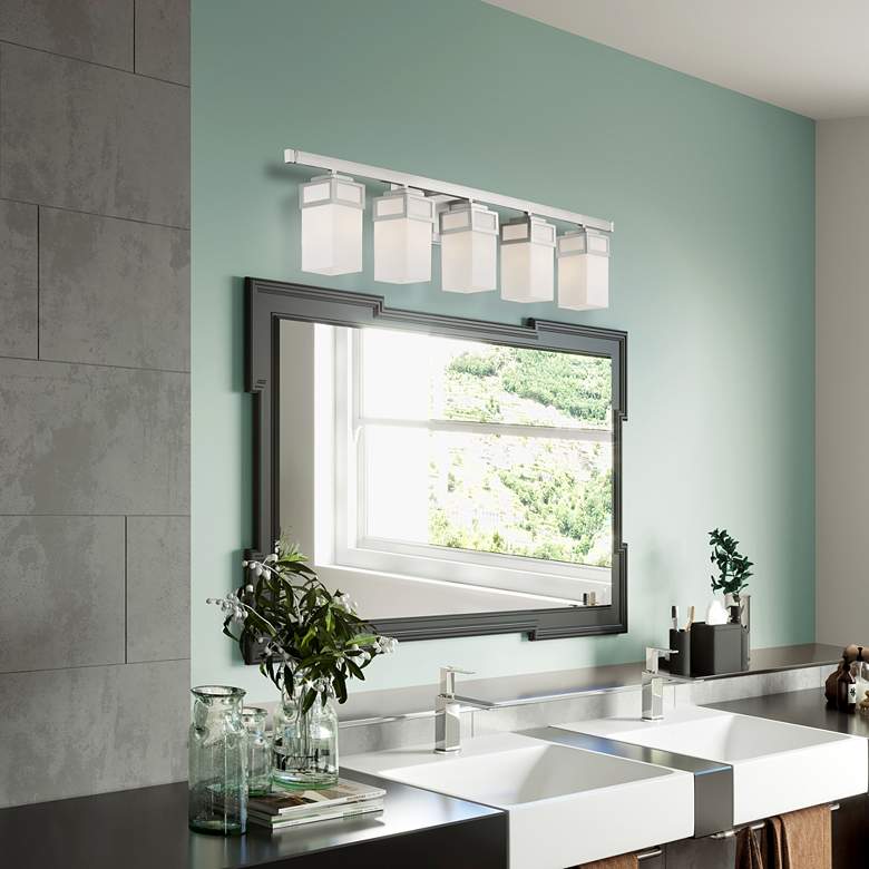 Image 1 5 Light Brushed Nickel Bath Vanity in scene