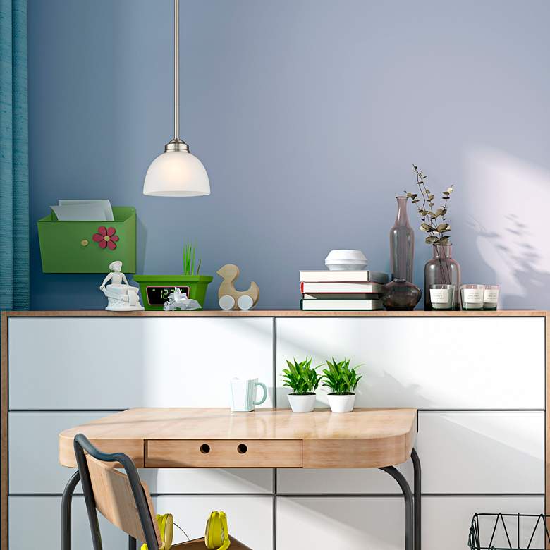 Image 1 Somerset 6 1/2" Wide Brushed Nickel Mini Pendant in scene