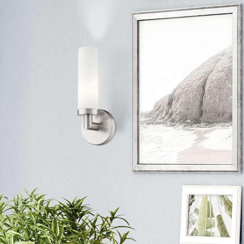 Image 1 Aero 11" High Brushed Nickel Wall Sconce in scene