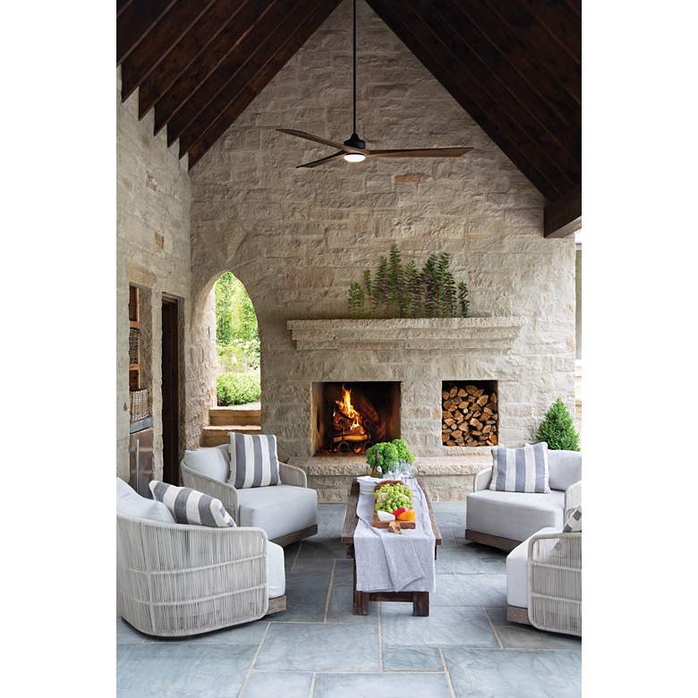 Image 1 80" Hinkley Sculpt Graphite Outdoor LED Smart Ceiling Fan with Remote in scene