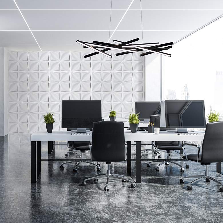 Image 1 WAC Parallax 55" Wide Black LED Linear Pendant in scene