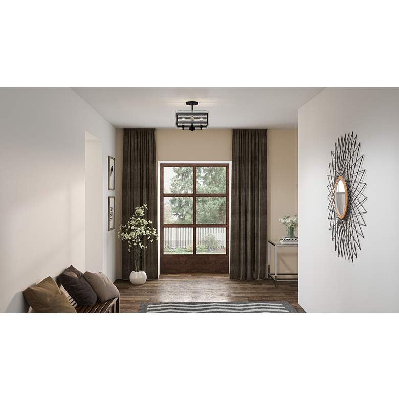 Image 1 Quoizel Lancer 15 inch Wide 4-Light Earth Black Semi-Flush Ceiling Light in scene