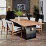 Brennan 94" Wide Pewter Iron and Oak Ombre Dining Table in scene