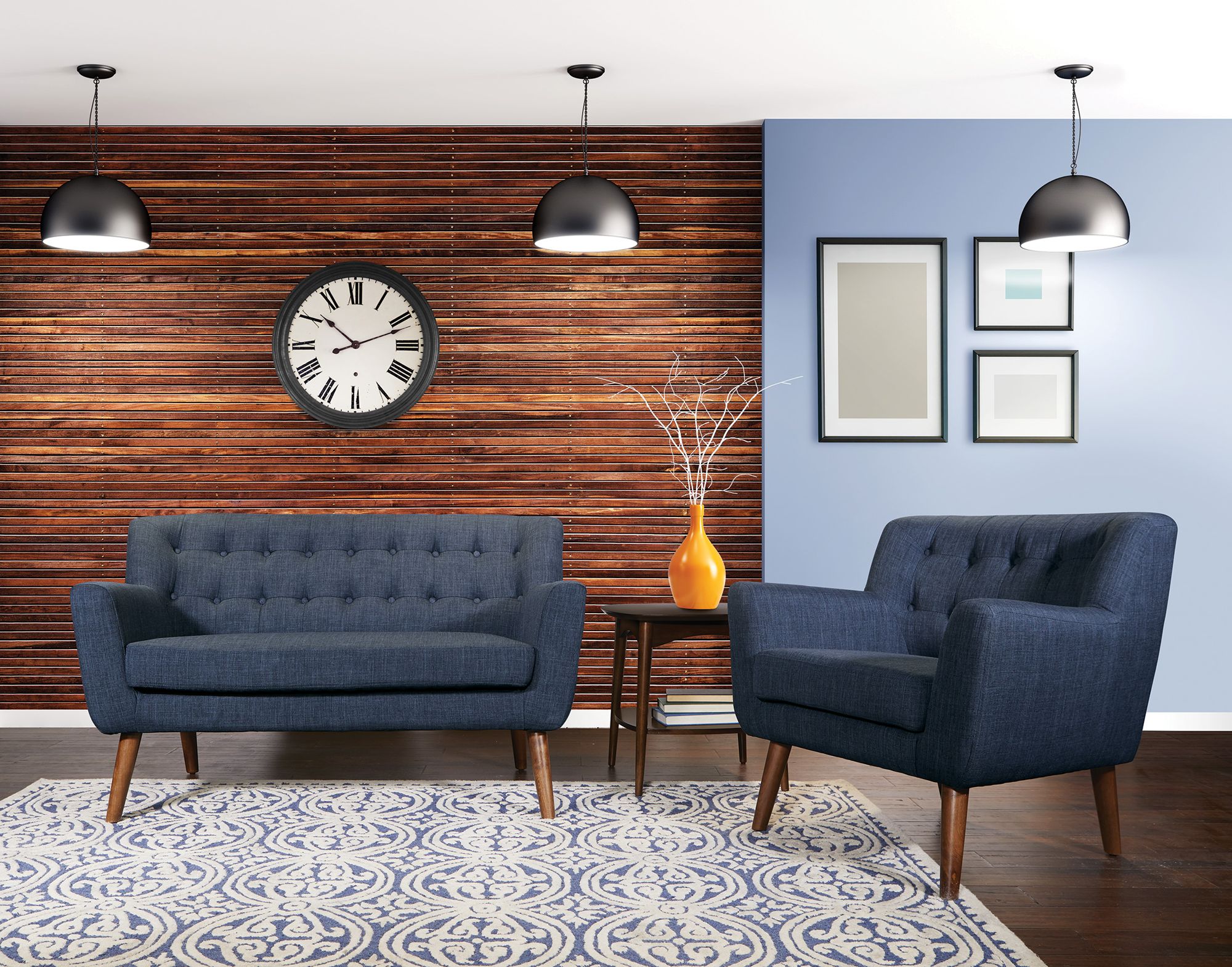 Image 1 Mill Lane Navy Button-Tufted Accent Chair in scene