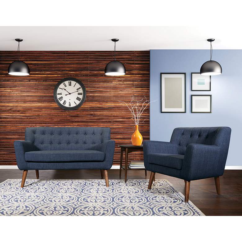 Image 1 Mill Lane Navy Button-Tufted Accent Chair in scene
